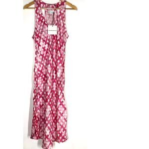 Chloe Kristyn Nina Dress Gingham Midi Fuchsia NWT PINK M